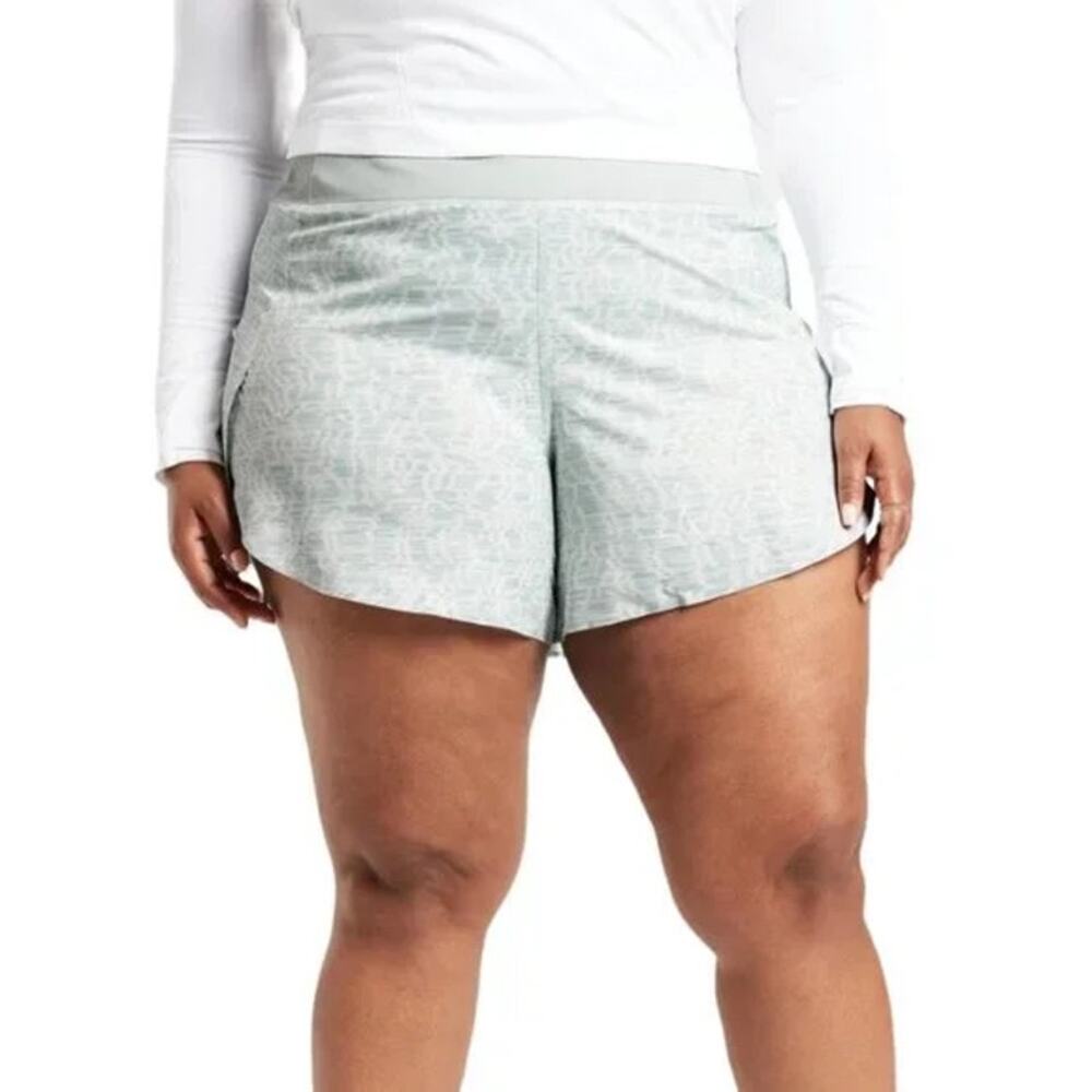 NEW Athleta Printed Run With It 4.5” Short Verve Horizon Gray White Womens 1X
